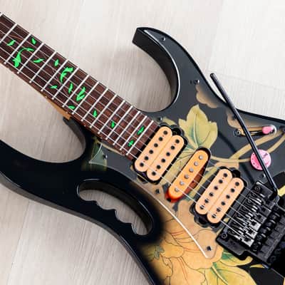 1997 Ibanez JEM77-FP Steve Vai Signature Vintage Guitar Black Floral Pattern image 7