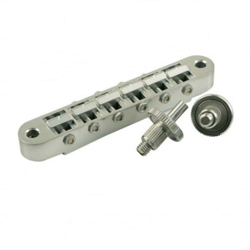 TonePros Standard Tune-O-Matic Bridge With Small Posts And Notched Saddles Chrome image 1