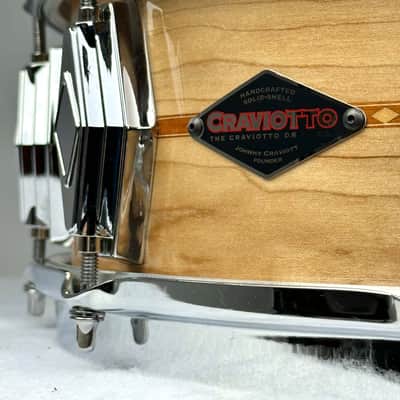 Craviotto 5x14" VIDEO Solid Maple Snare Drum - 2024 Gloss Maple w/ Mahogany Inlay image 6