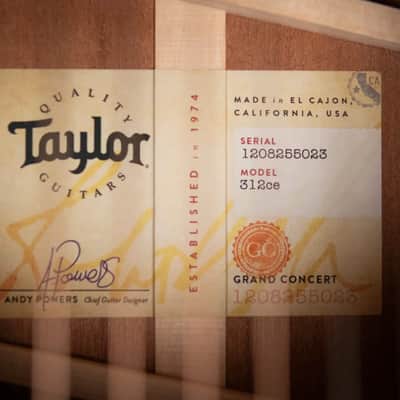 Taylor 312ce Grand Concert Acoustic/Electric Guitar with Hardshell Case image 16