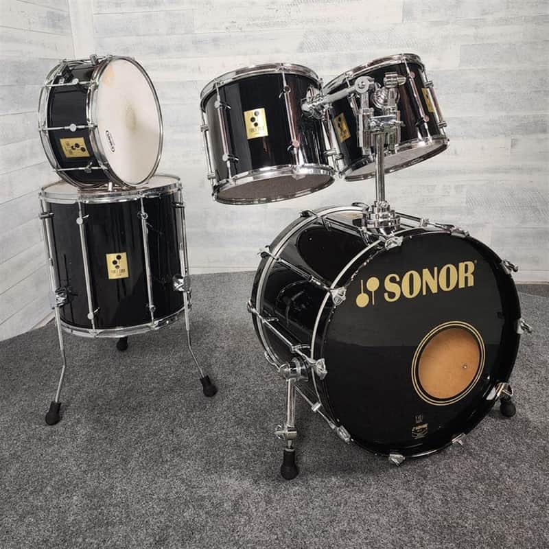 Used Vintage Sonor Force 3000 5pc Drum Set Black - Fair image 1