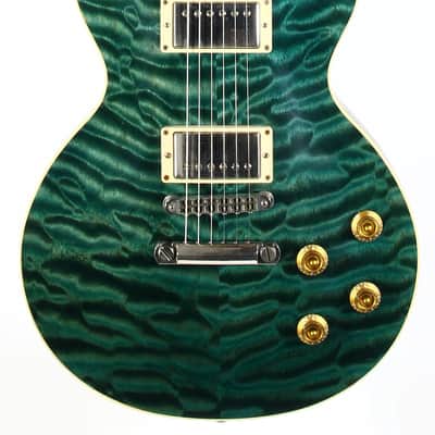 2004 Gibson Custom Shop Les Paul Elegant INSANE QUILT TOP! Peacock Green, Abalone Inlays, Ebony Board! image 11