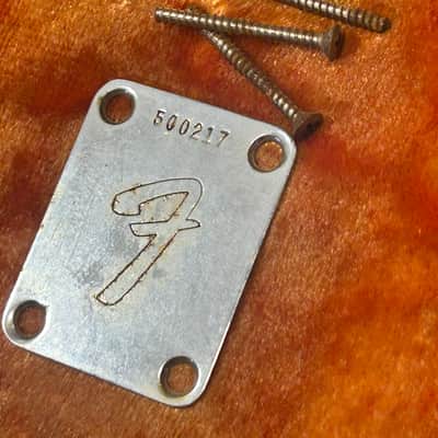 Vintage Fender F Neckplate 1973 - Chrome image 1