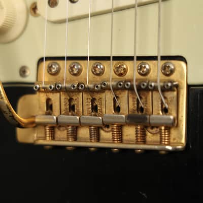 1960 Fender LEFT-HANDED Stratocaster factory assembled with '57 neck Custom Color BLACK with GOLD hardware!!! image 5