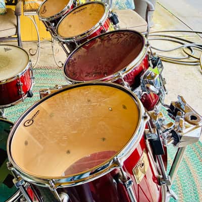 Premier Signia Marquis Rare 7-Piece Kit – 1999 UK Maple – Cherry Red – Flagship Series – w/ Cases EX image 12