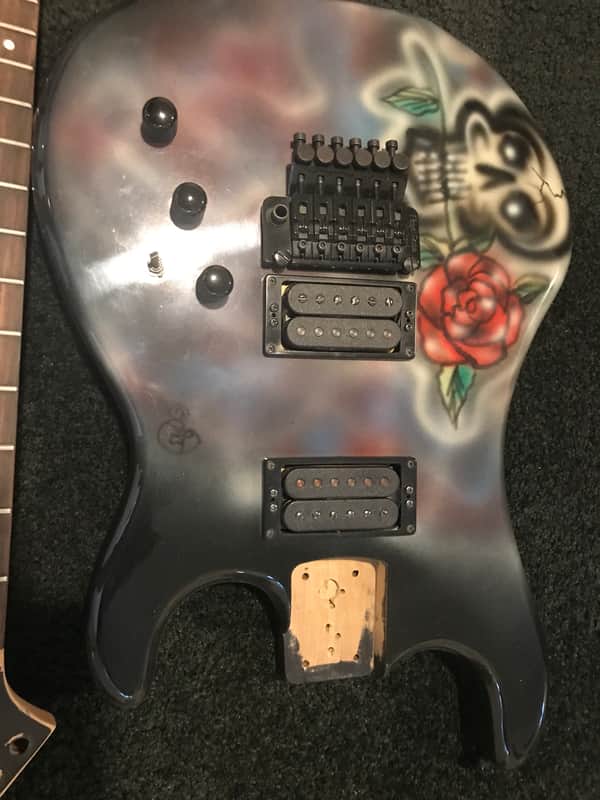 Kramer Pacer 1985 Klein graphic black skull and rose image 1