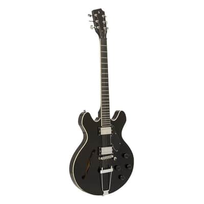 STAGG Electric Guitar Silveray Series 533 Model With Chambered Maple Body Black semi-hollow image 3