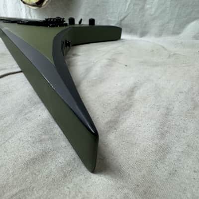 Jackson X Series RRX24 rrx 24 Randy Rhoads Flying V Guitar with Reverse Inlays + Reverse Headstock 2022 - Matte Army Drab with Black Bevels image 18