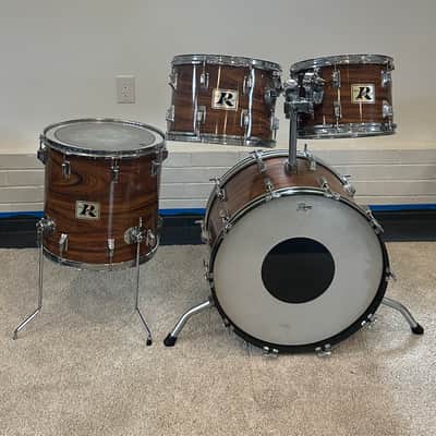 Vintage Rogers Londoner KOA "Big R" 4-Piece Shell Pack 13/14/16/22 Memriloc image 2