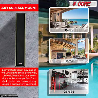 2PCS 5Core Outdoor Speakers Stereo In Wall Speaker Pair 300W Peak Passive Outside Surface Mount Wired Waterproof Patio House Garage Indoor Exterior Audio System Out Door Bocinas Para Casa-WS 30T 2 PCS image 17