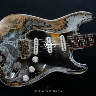 Fender Stratocaster 50th Anniversary White Marble Paisley Heavy Aged Relic by East Gloves Customs image 5