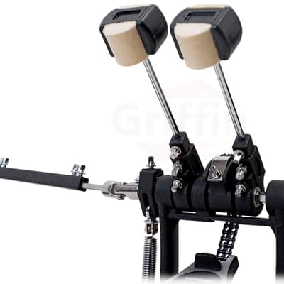 GRIFFIN Deluxe Pack Drum Hardware Kit (2 Piece Set) - Double Kick Drum Bass Pedal & 2-Legged Hi-Hat Stand | Quad-Sided Beater Head, Dual Chain Drive System & Responsive for Metal & Rock Drummers image 2