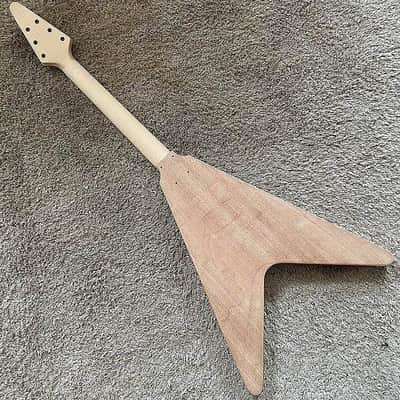 DIY Project Guitar Flying V Style Kit, Mahogany Body, Maple Neck, Rosewood Fingerboard image 3