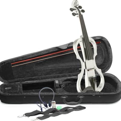 STAGG 4/4 Electric Violin Set With White Electric Violin Soft Case And Headphones image 1