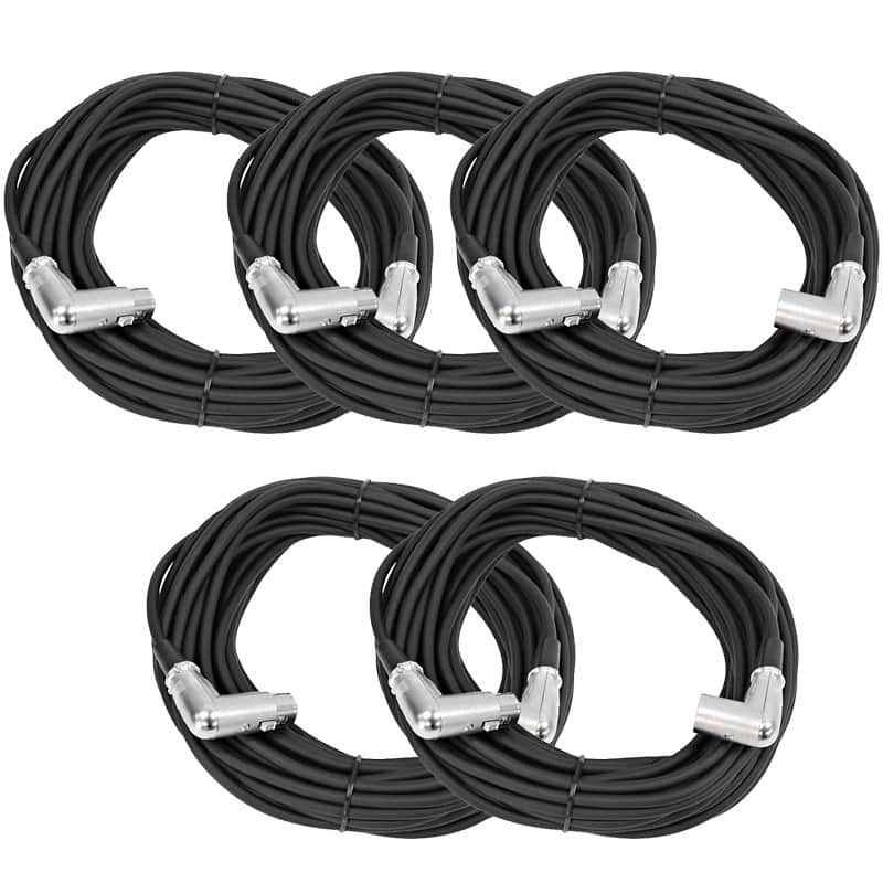 Seismic Audio SAXRA50-5PACK Right-Angle XLR Male to Right-Angle XLR Female Mic Cables - 50' (5-Pack) image 1