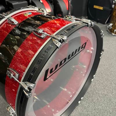 Ludwig 50th Anniversary Vistalite Pro Beat 24/16/13" Drum Set Kit in Red Sparkle/Smoke/Red Sparkle from NAMM image 8