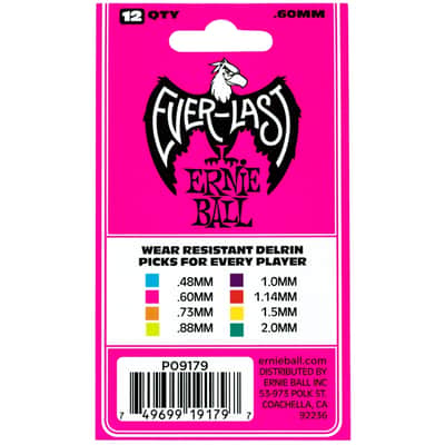 Ernie Ball Everlast Picks Pink .60mm Bag Of 12 image 2