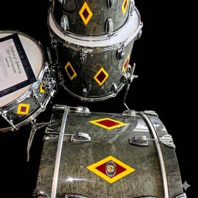 Ludwig 110th Anniversary Legacy Mahogany 13/16/22/6.5x14 4pc. Drum Kit Charcoal w/Diamond Flash Inlay 2019 - Diamond Flash Charcoal image 5