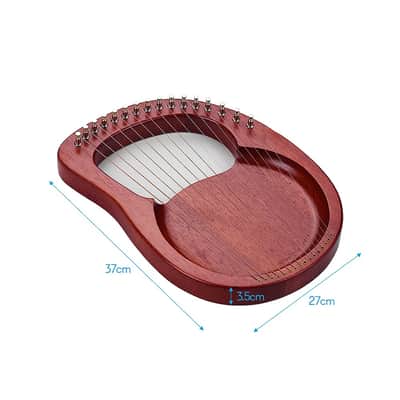 16-String Wooden Lyre Harp Metal Strings Mahogany Solid Wood String Instrument with Carry Bag image 6