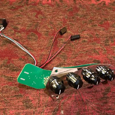 Fender American Elite Jazz Bass Preamp PCB w/ control plate knobs and leads image 2