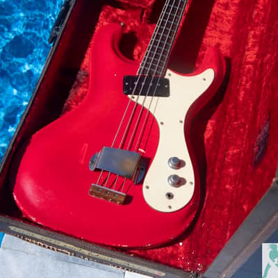 Vintage 1965 Mosrite of California "The Ventures" 4 String Bass w Brazilian Rosewood FB & OHSC - Made in the USA image 3