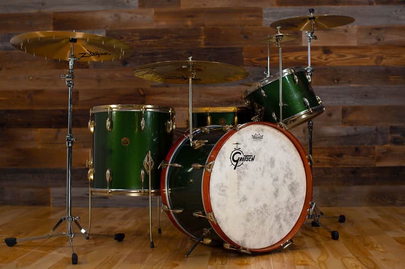 Gretsch 1958 Birdland 4 Piece Rare And Collectable Drum Kit, Cadillac Green With Gold Hardware image 1