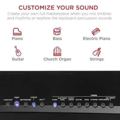 Cxxss 88-Key Digital Piano Set w/ Semi-Weighted Keys, Stand, Sustain Pedal - Black image 5