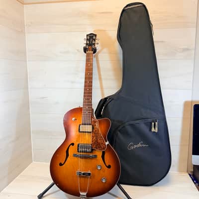 Godin 5th Avenue CW Kingpin II HB Cognac Burst Hollowbody Electric Guitar w/Gig Bag - Made in Canada image 18