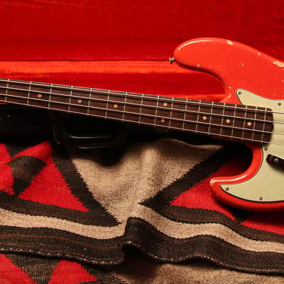 1963 Fender Jazz Bass Lefty "Fiesta Red" w/ Matching Headstock image 1