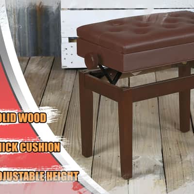 Griffin Adjustable Brown Piano Bench - PU Leather Vintage Stylish Design, Heavy-Duty & Ergonomic Keyboard Stool Seat - Convenient Hidden Storage Space Perfect For Home & Professional image 13