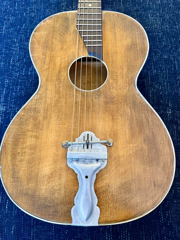 Rare 1930s/40s European Parlour Guitar – Stunning Birdseye Maple – Diagonal Fretboard image 1