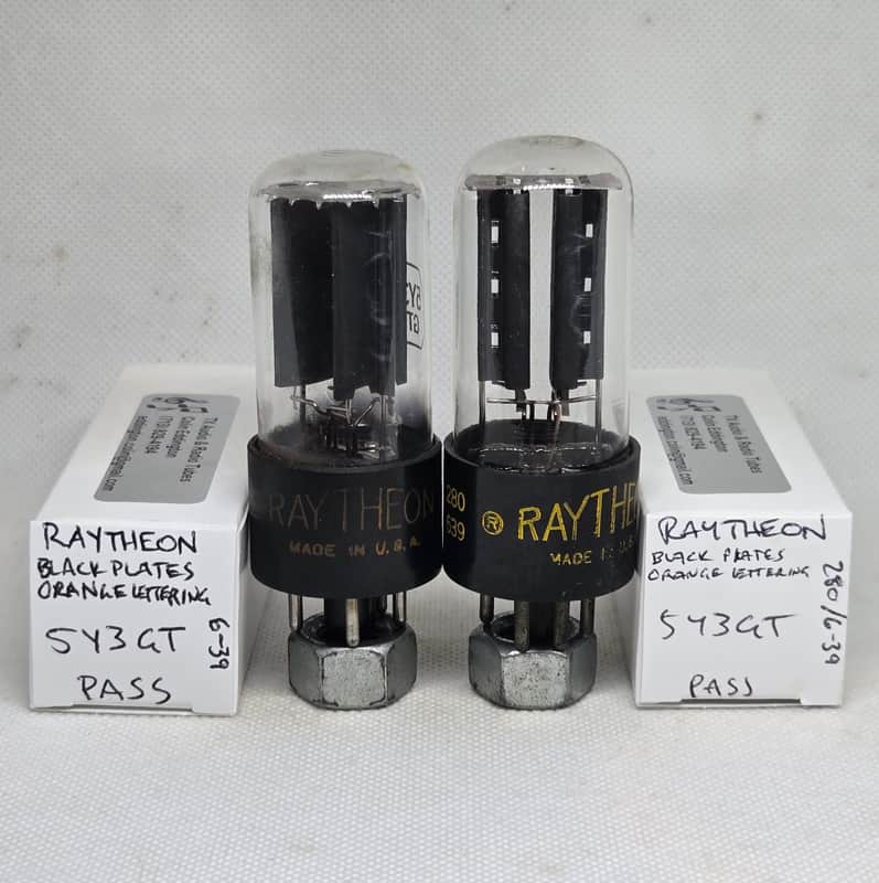 Raytheon 5Y3GT Black Plate Rectifier Matched Pair NOS 5Y3 image 1