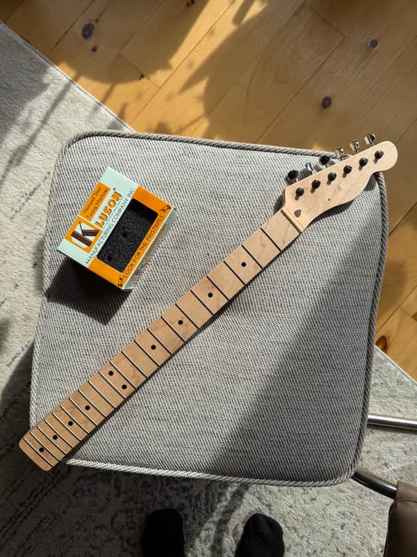 Musikraft Telecaster Neck - Rock Maple, 9.5” Radius, 6105 Frets, Bone Nut, Kluson Deluxe Locking Tuners