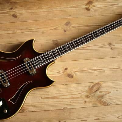 EXTREMELY RARE VINTAGE 60s MIGMA FLORENTINE THINLINE SEMI AKUSTIK BASS GUITAR image 2