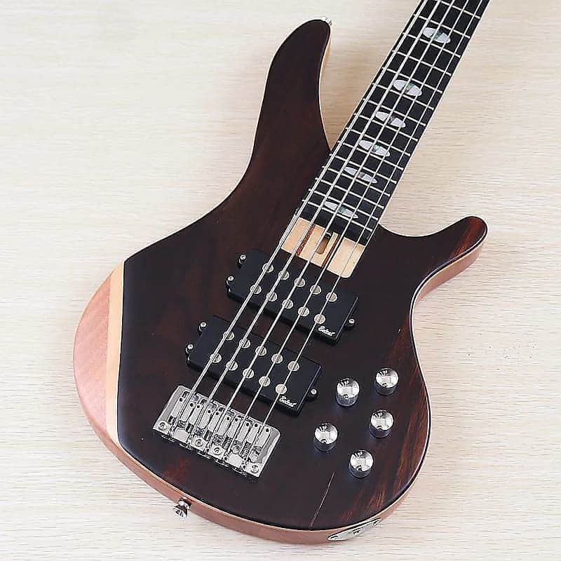 Custom Active 5 String Electric Bass, Zebra Top Okoume Wood Body, Maple Neck image 1