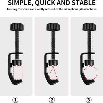 Professional Pop Filter,6" Mic Pop Filter,Dual Layered Studio Pop Filter Mask Shield with C-Clamp,360° Gooseneck Clip Stabilizing Arm For Microphone,Boom Arm,Stands (Pop Filter Only) image 3