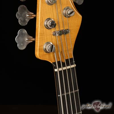 Shabat Tiger 5 String J-Bass w/ Ebony Fretboard – Cosmic Blue Colorshift image 5