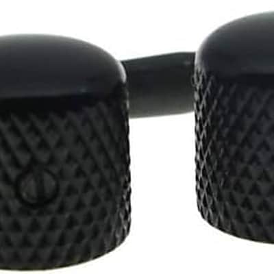 Set of 2 Black Metal Guitar Dome Knobs Bass Knob with Set Screw for Telecaster/Tele Guitar image 2
