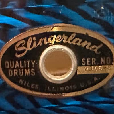 Slingerland Blue Agate Hollywood Ace Snare Drum with Zoomatic Strainer 1969 - Blue Agate image 6