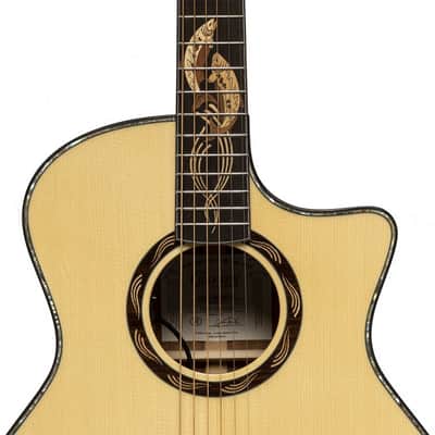 Crafter SM G-MAHO CE Anniversary MAHO Series Grand Auditorium Cutaway Salmon Inlay Design Solid Spruce Top Mahogany Neck 6-String Acoustic-Electric Guitar w/Gig Bag image 5