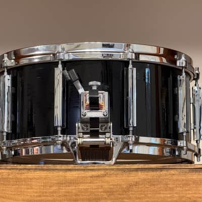 1980's Tama Artwood 6.5" x 14" Piano Black Lacquer Snare Drum image 6