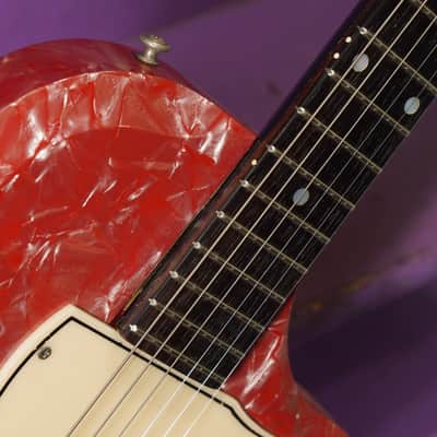 1962 Supro Belmont (National/Valco) Pink Pearloid Electric Guitar (VIDEO! Fresh Refret+Work, Ready) image 5