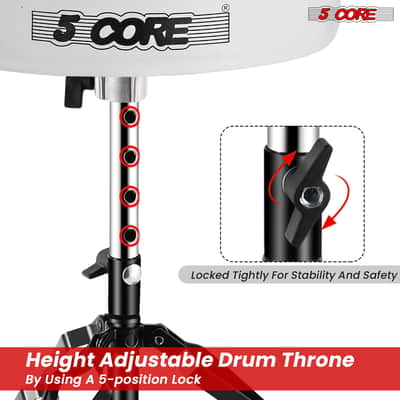 5 Core Drum Throne 3" Padded Drum Seat Height Adjustable Drumming Chair for Practice and Performance image 4