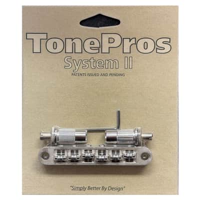 TonePros Metric Locking Tune-O-Matic Bridge w/ Roller Saddles Aged Nickel TPFR-AN