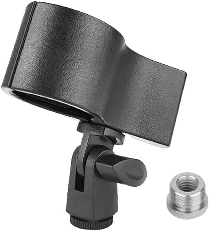 Large Microphone Clip with Adapter Adjustable Microphone Holder for Handheld and Large Diameter Microphones with OD from 1.26" to 2.3" for Stage Church Studio, 1PC image 1
