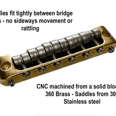 Bensonite Jazzmaster Bridge V2 - Brass - 7.25'' radius image 6