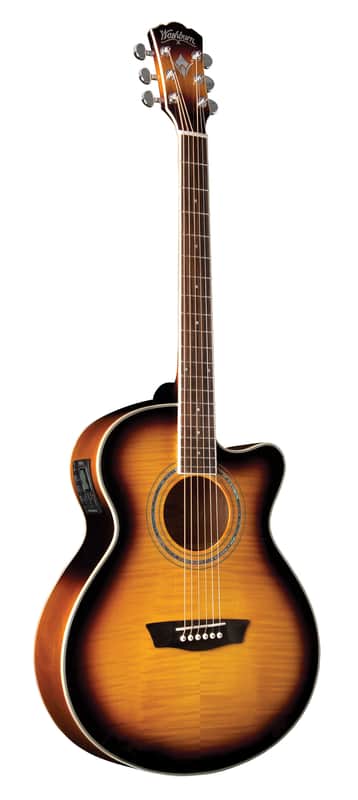 Washburn EA15 Festival Series Mini Jumbo Cutaway Acoustic Electric Guitar. Tobacco Burst image 1