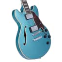 D'Angelico Premier Series Mini DC Semi-Hollow Electric Guitar Stop-bar Tailpiece Ocean Turquoise