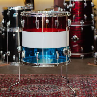 Ludwig 1970s Ludwig Vistalite Kit in Red, White, and Blue - 14x22, 16x16, 8x12 image 11