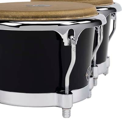 Latin Percussion LP 7-1/4" and 8-5/8" Fiberglass Bongos - Black with Chrome Plated Hardware (LP200XF-BK) image 3